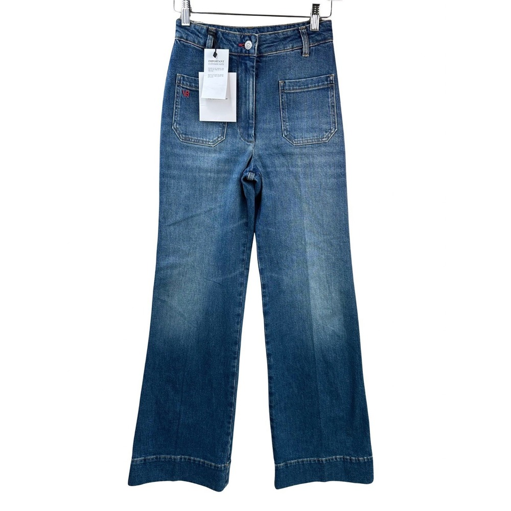 Victoria Beckham Womens High Rise Wide Leg Jeans Dark Vintage Wash Italy 25R NWT